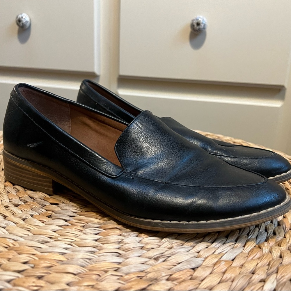 Indigo Black Leather Slip-On Loafers
